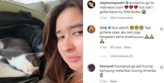 Stephanie Poetri mengaku bahagia bisa pulang ke Indonesia. "excited to go to indonesia soon, but sad i gotta leave my little dudes (kucing kesayangan),&rdquo; tulis Stephanie. [Foto: instagram/stephaniepoetri]